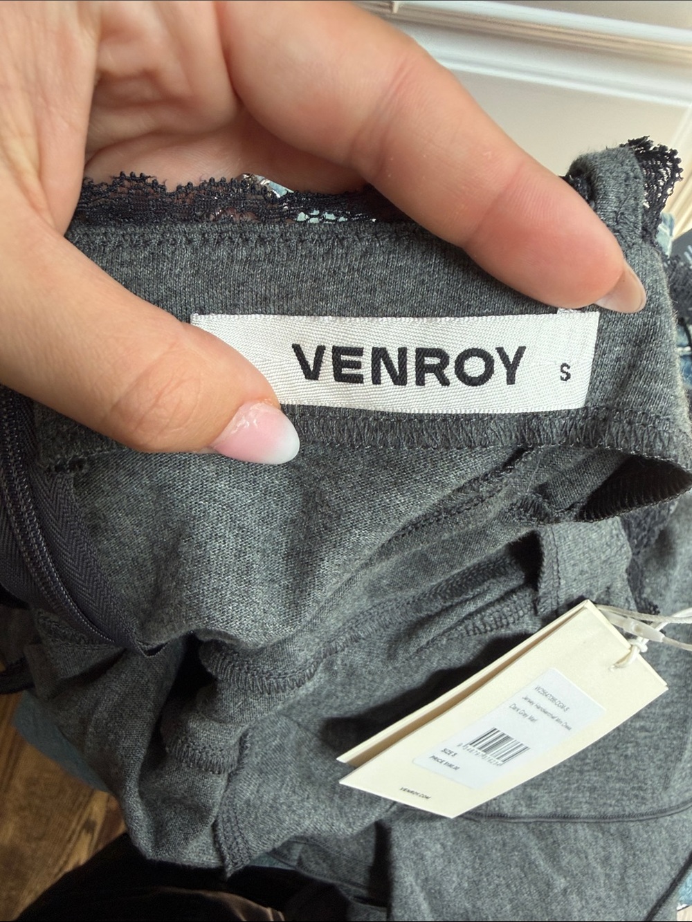 Venroy Charcoal Grey Lace-Trim Asymmetrical Tank Dress - Picture 3 of 7